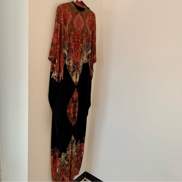 BIDDELL NWT Paisley Retro Print Kaftan Style Black Maxi Dress - Picture 4 of 6